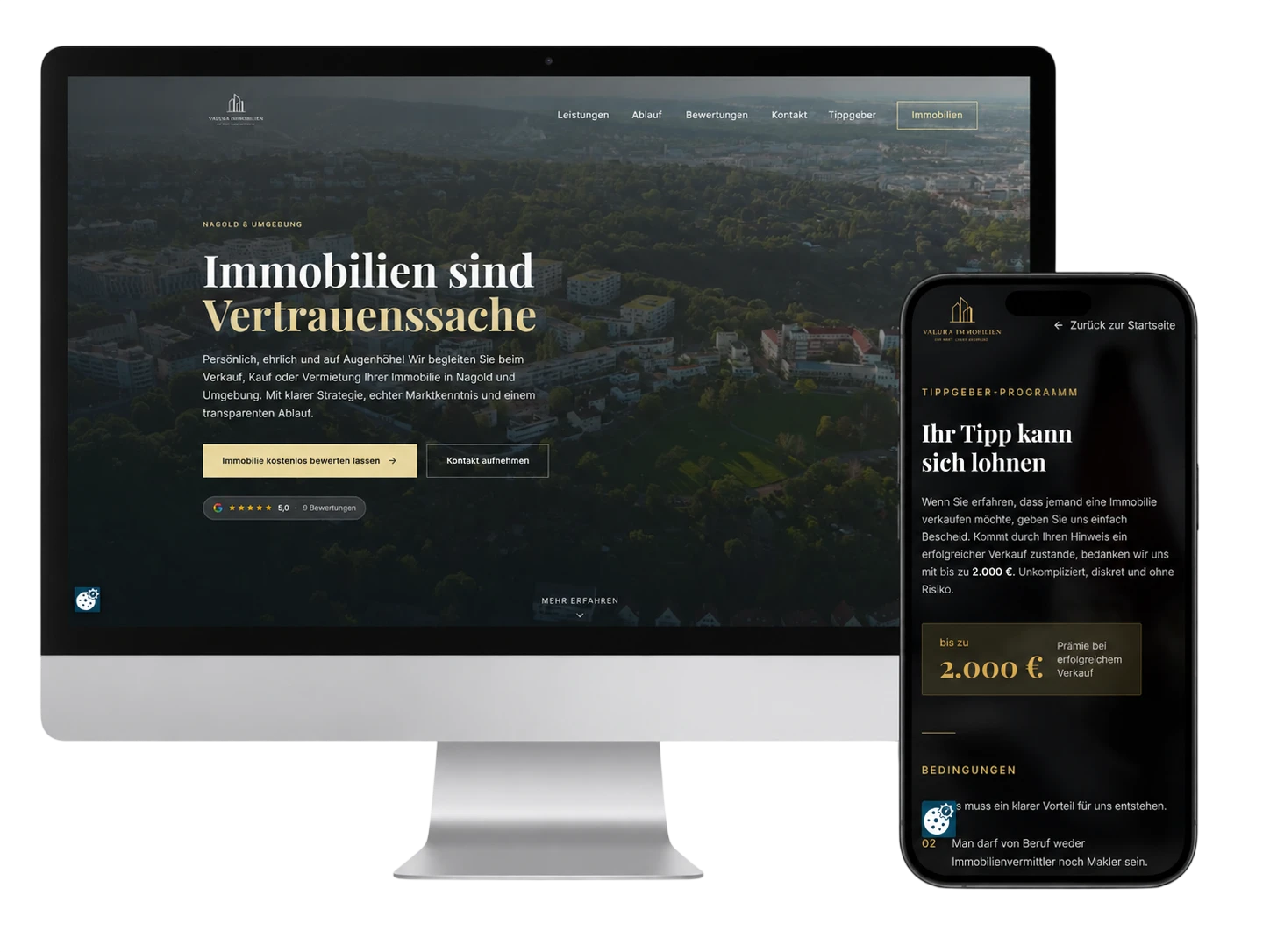 Valura Immobilien Webdesign Projekt